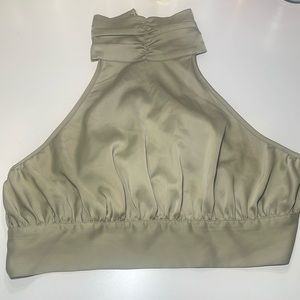 Green backless crop top